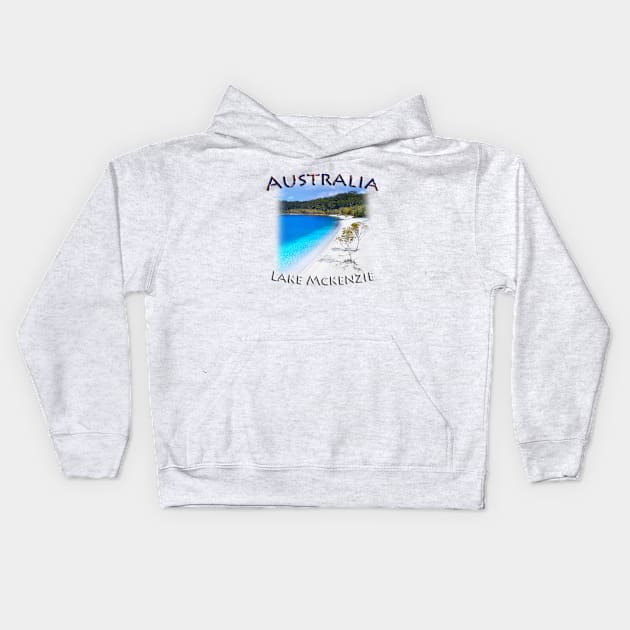 Australia, Queensland - Lake McKenzie Kids Hoodie by TouristMerch